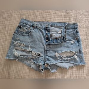 Levi 501 Distressed Denim Shorts